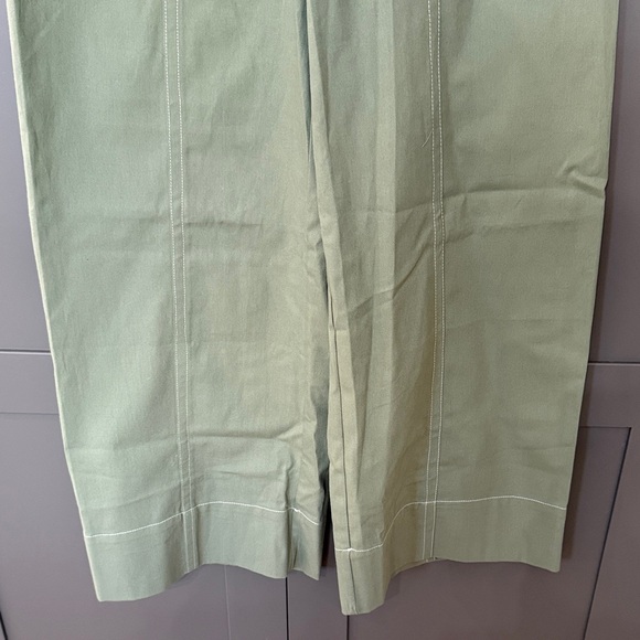 Women’s Sz M Green Wide-Leg Pants with White Drawstring - Picture 3 of 10